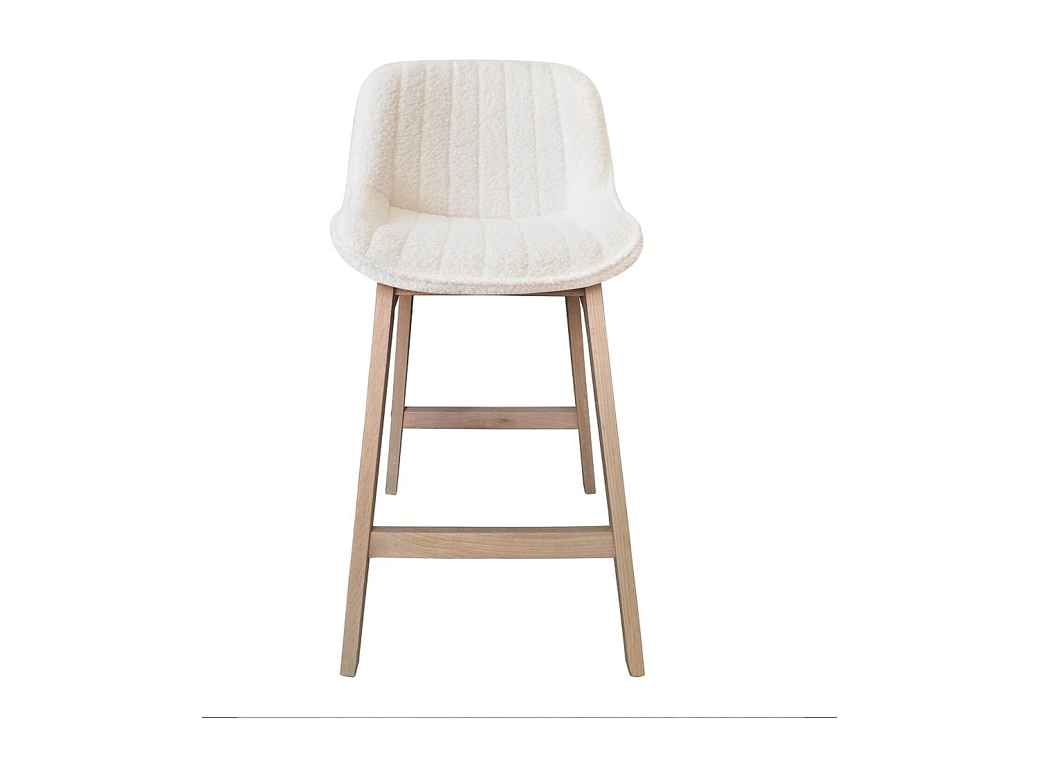 Set di sedie da bar e da isola in rovere con seduta in tessuto spugna MILK da 65 cm