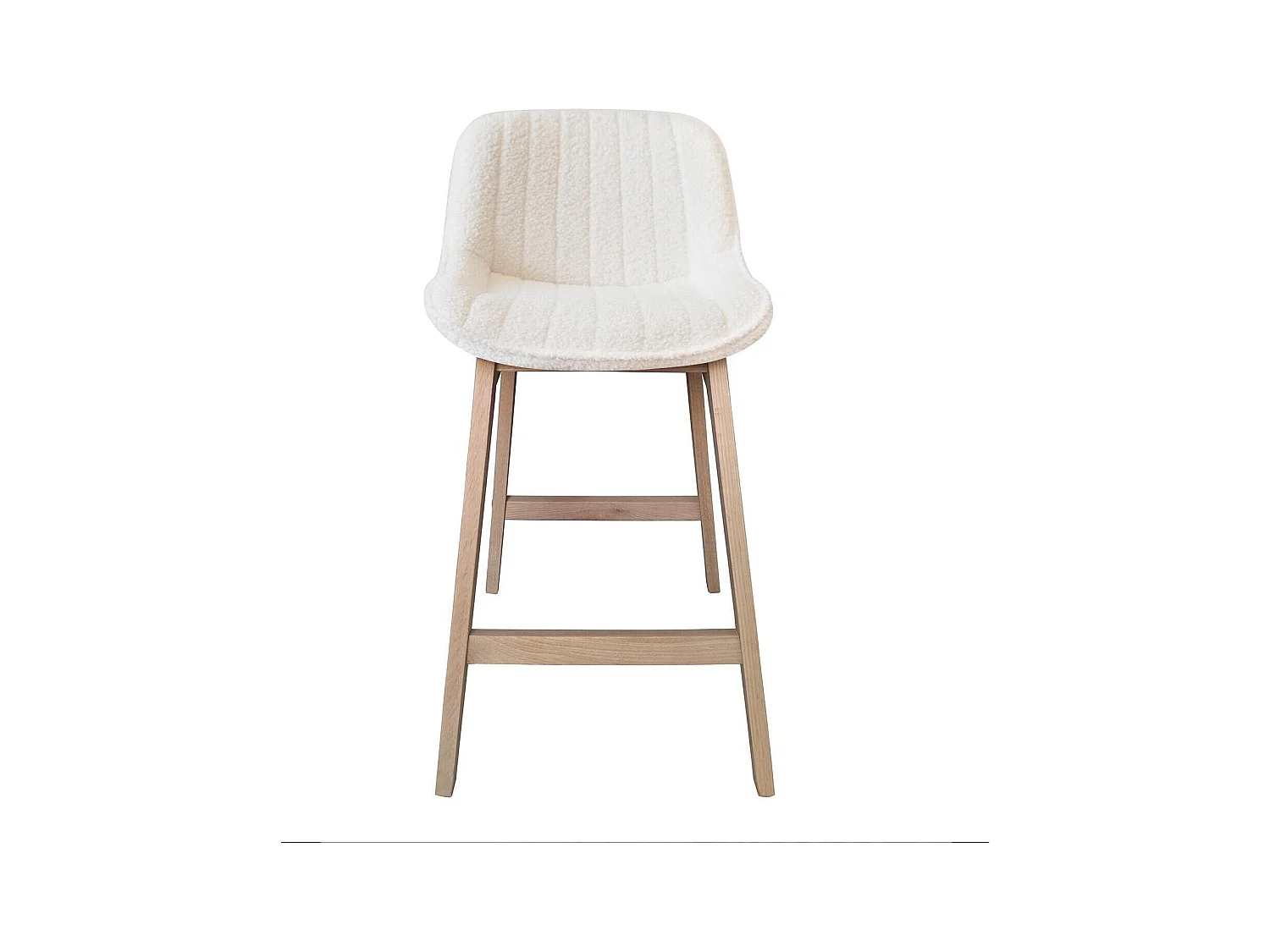 Lot de chaises d'îlot et bar en chêne et assise tissu bouclette H65cm