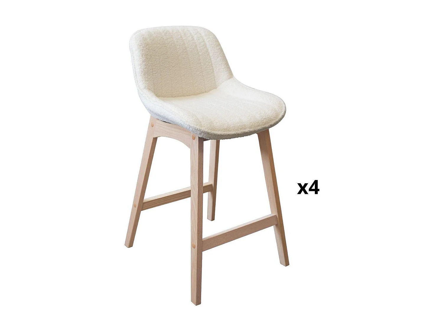 Set di sedie da bar e da isola in rovere con seduta in tessuto spugna MILK da 65 cm