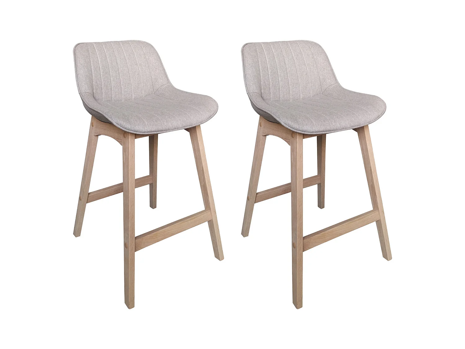 Conjunto de sillas de isla y bar de roble con asiento de tela MELLOW de 65 cm