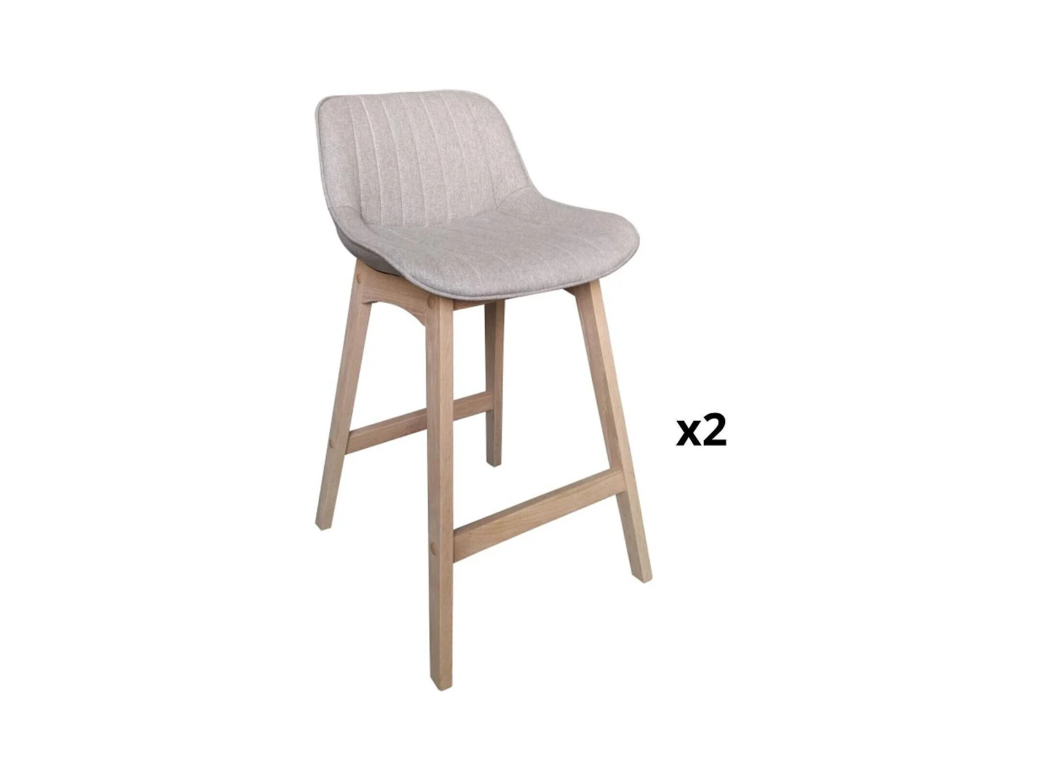 Lot de chaises d'îlot et bar en chêne et assise tissu H65cm