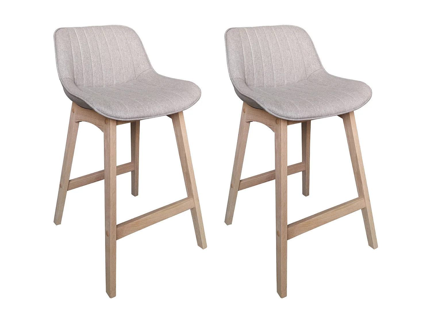 Conjunto de sillas de isla y bar de roble con asiento de tela MELLOW de 65 cm