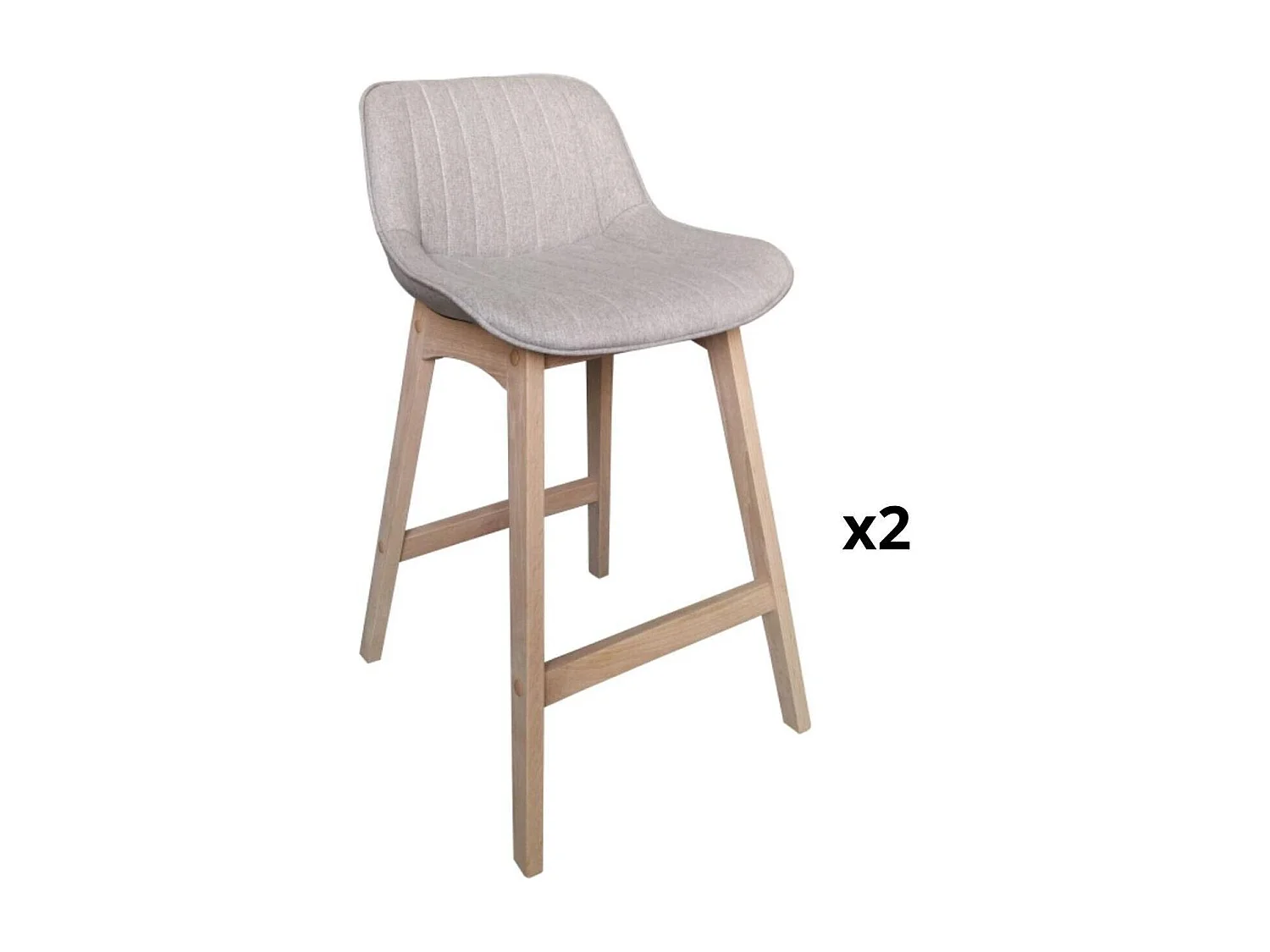 Conjunto de sillas de isla y bar de roble con asiento de tela MELLOW de 65 cm