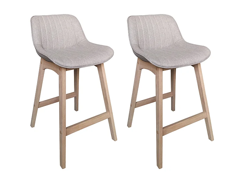 Conjunto de sillas de isla y bar de roble con asiento de tela MELLOW de 65 cm