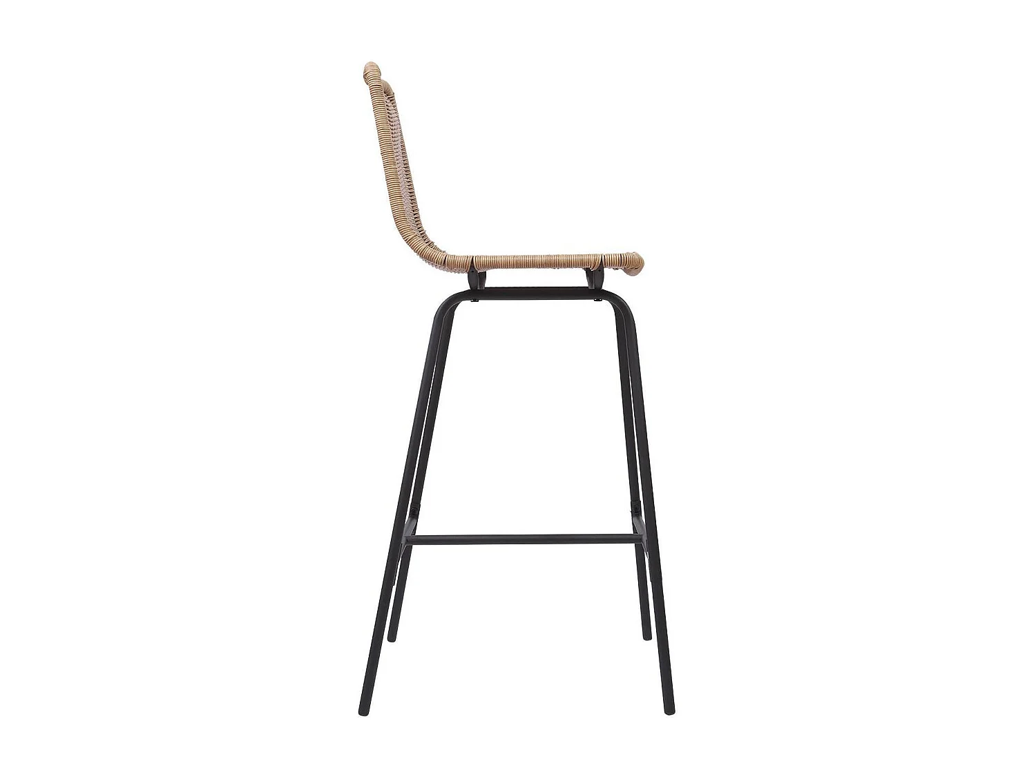 Set di sgabelli da bar e da isola in metallo con seduta in rattan 65 cm KUTA