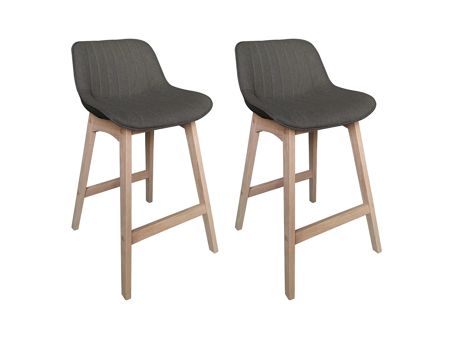 Lot de chaises d'îlot et bar en chêne et assise tissu H65cm