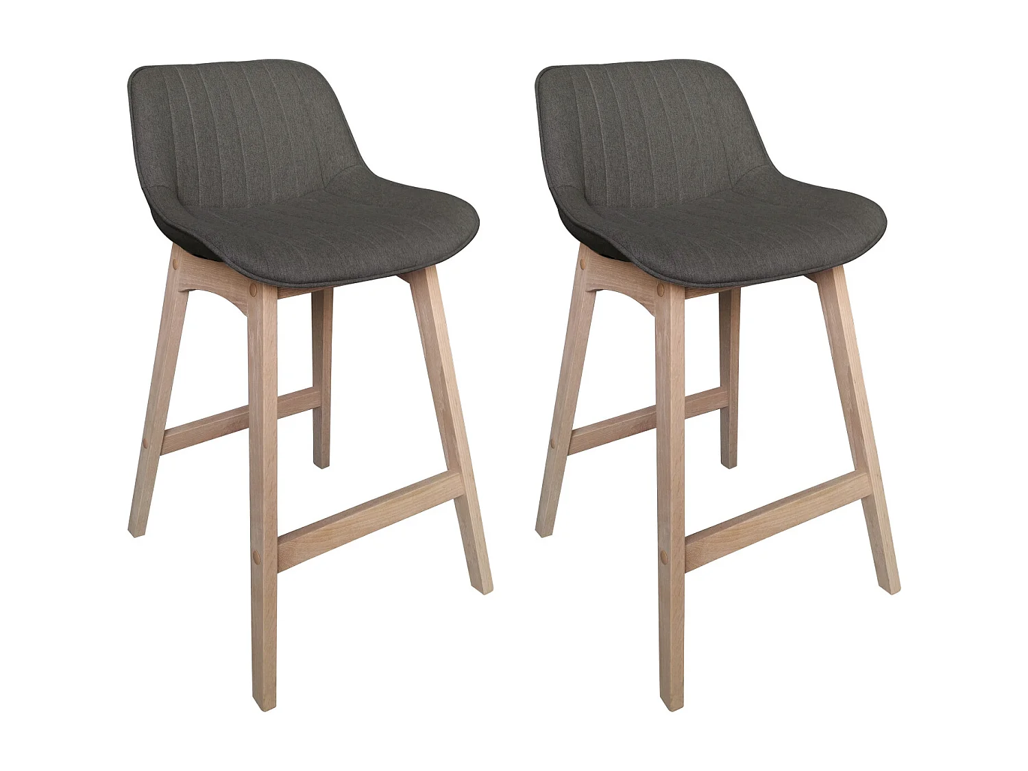 Set van eikenhouten eiland- en barstoelen met een 65 cm MELLOW stoffen zitting