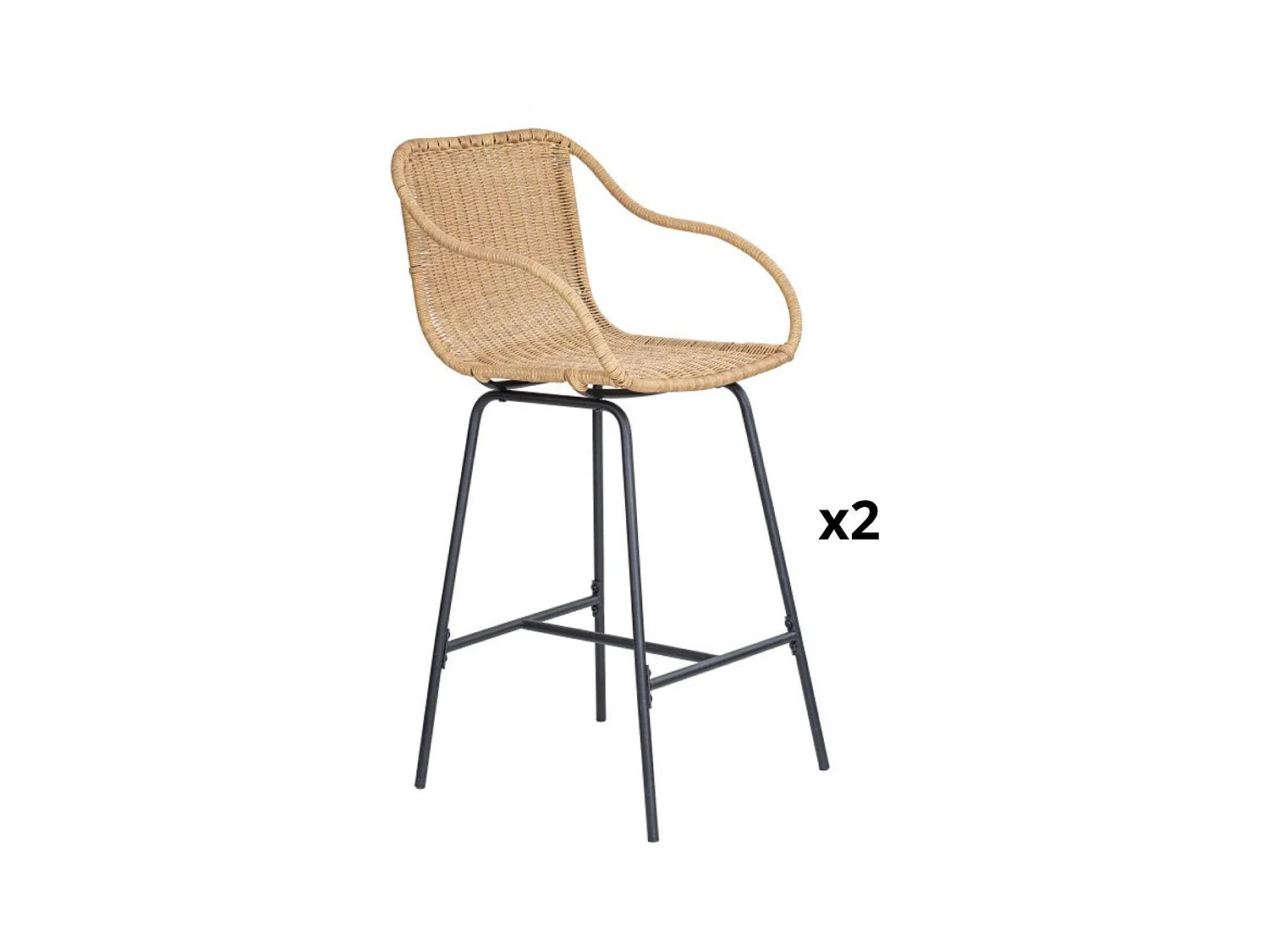 Bar- und Inselstühle aus Metall mit Rattansitz 65cm MOOREA