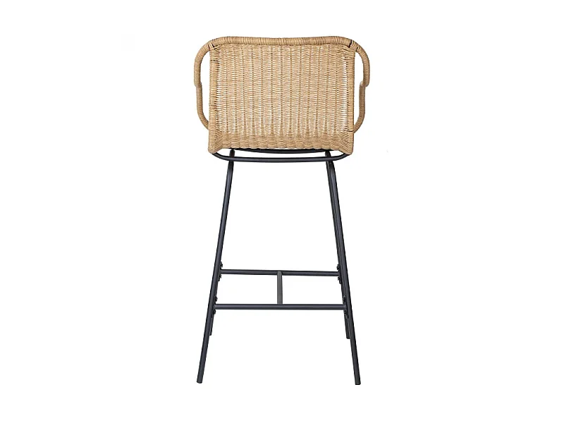 Conjunto de cadeiras de bar e ilha de metal com assento de vime 65cm MOOREA