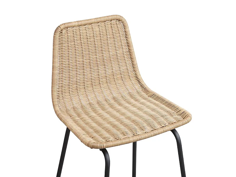 Zestaw 65 cm metalowych krzeseł wyspowych i barowych BALI z siedziskiem rattanowym