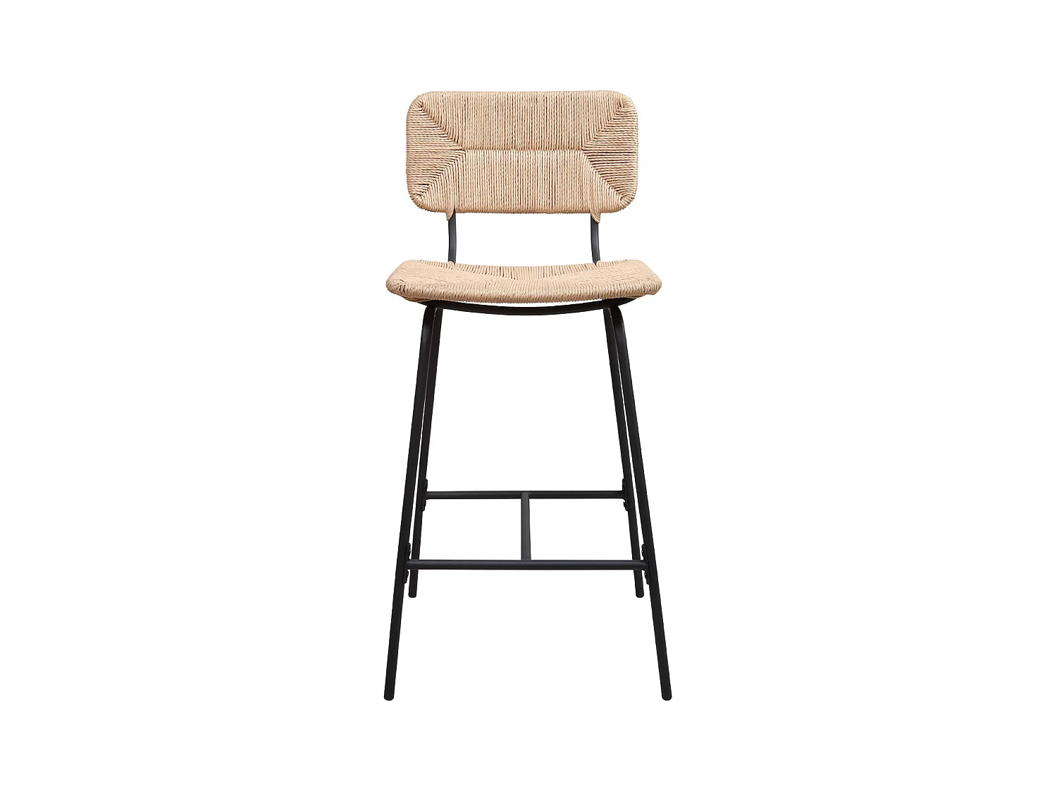 Barhocker-Set aus Metall und Inselhocker mit Rattansitz 65cm TIDRA