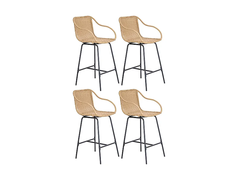Set di sedie da bar e da isola in metallo con seduta in rattan 65 cm MOOREA