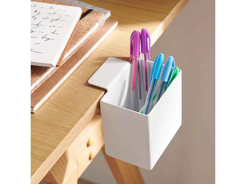 Boite de rangement en métal blanc avec pince de serrage 10cm
