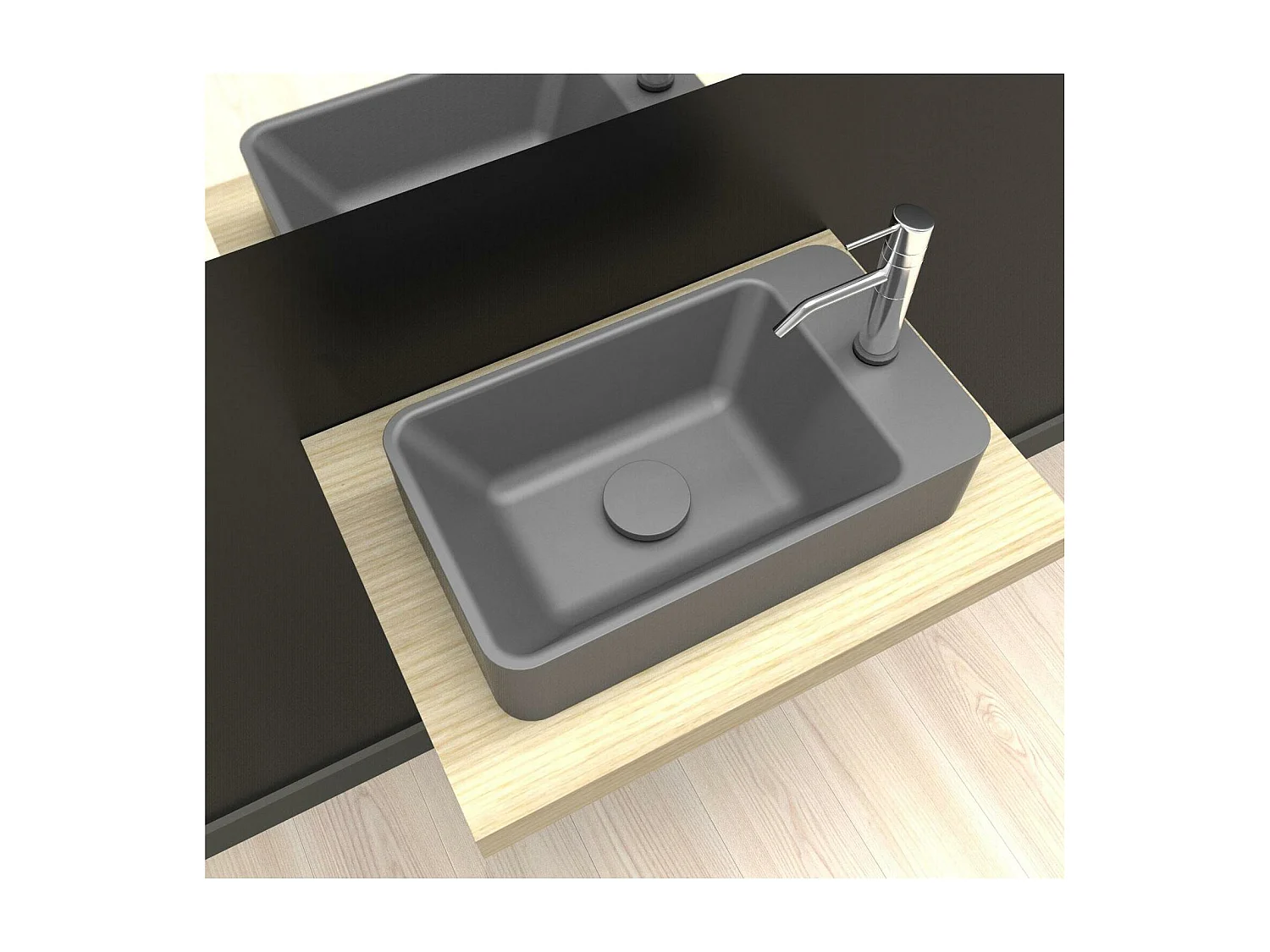 Vasque lave-mains rectangulaire à poser grise