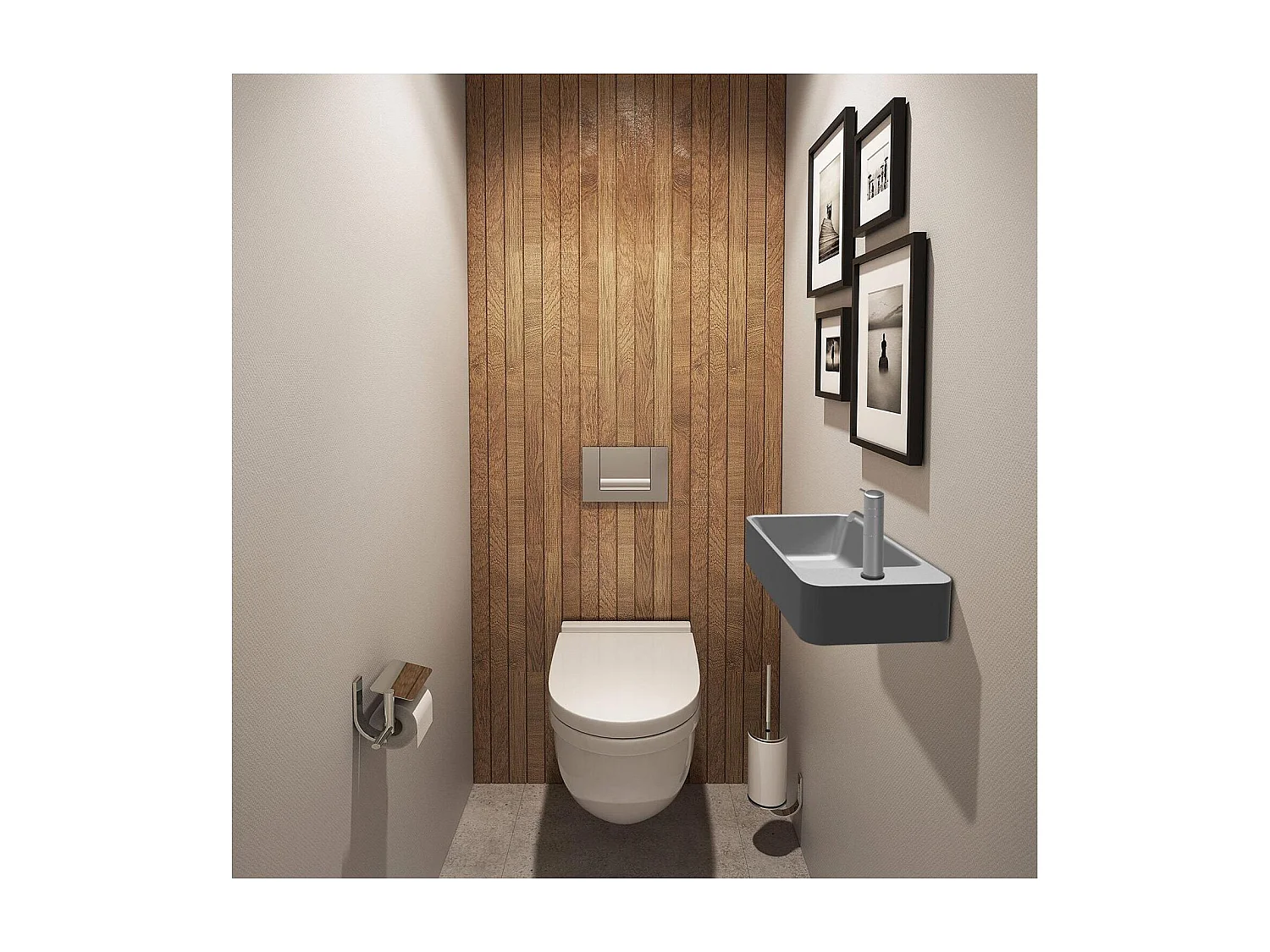 Vasque lave-mains rectangulaire à poser grise