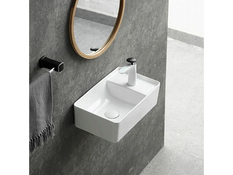 IDRO rechteckiges Aufsatzwaschbecken aus weißer Keramik 43x26,5cm