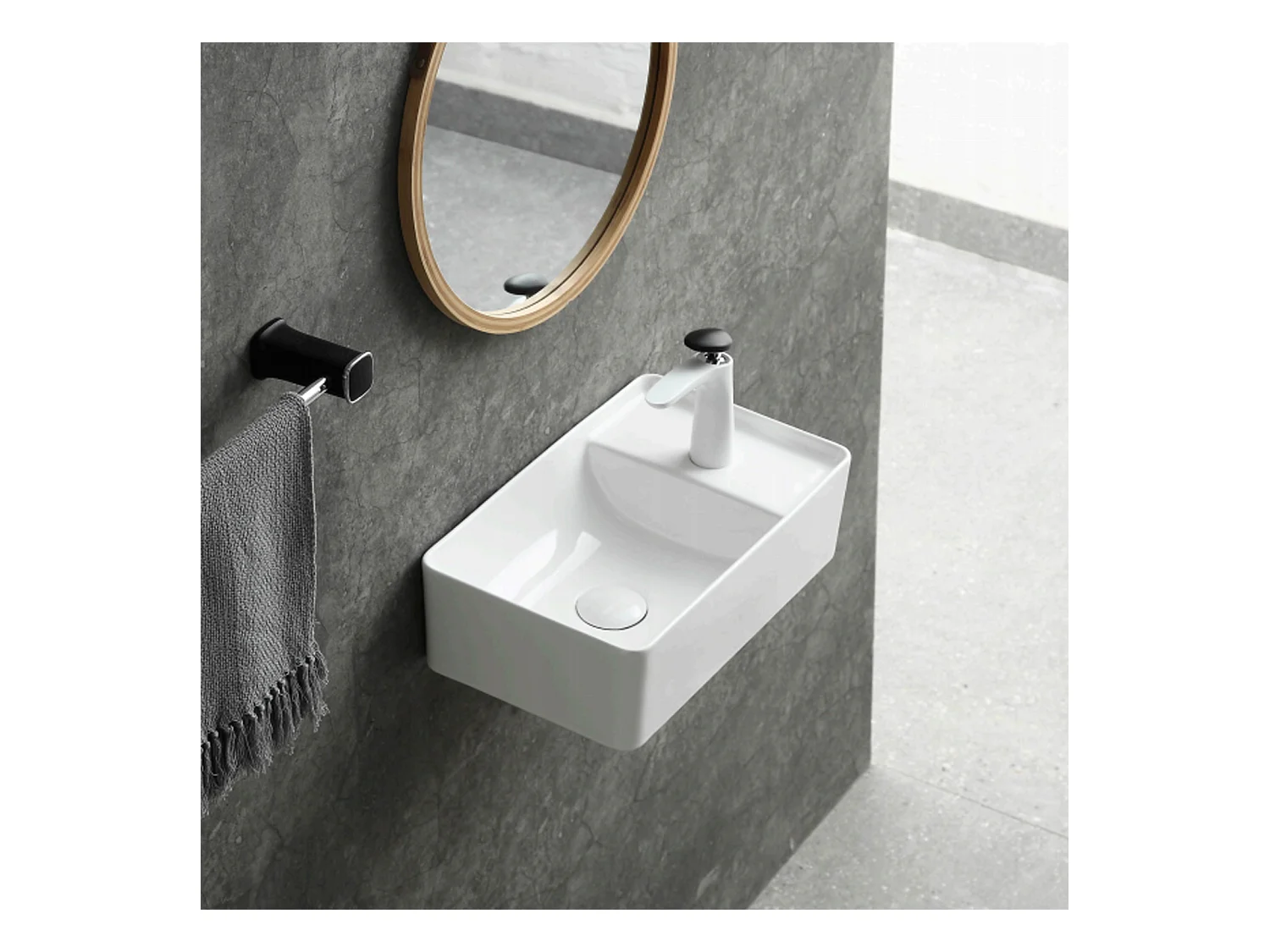 Vasque à poser ou à suspendre rectangle en céramique 43x26,5cm