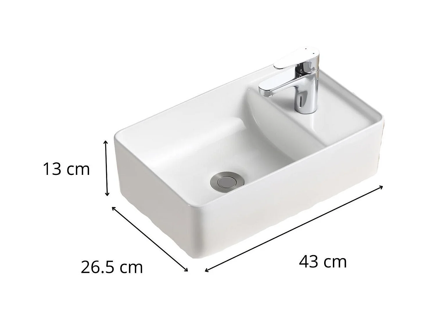 Vasque à poser ou à suspendre rectangle en céramique 43x26,5cm