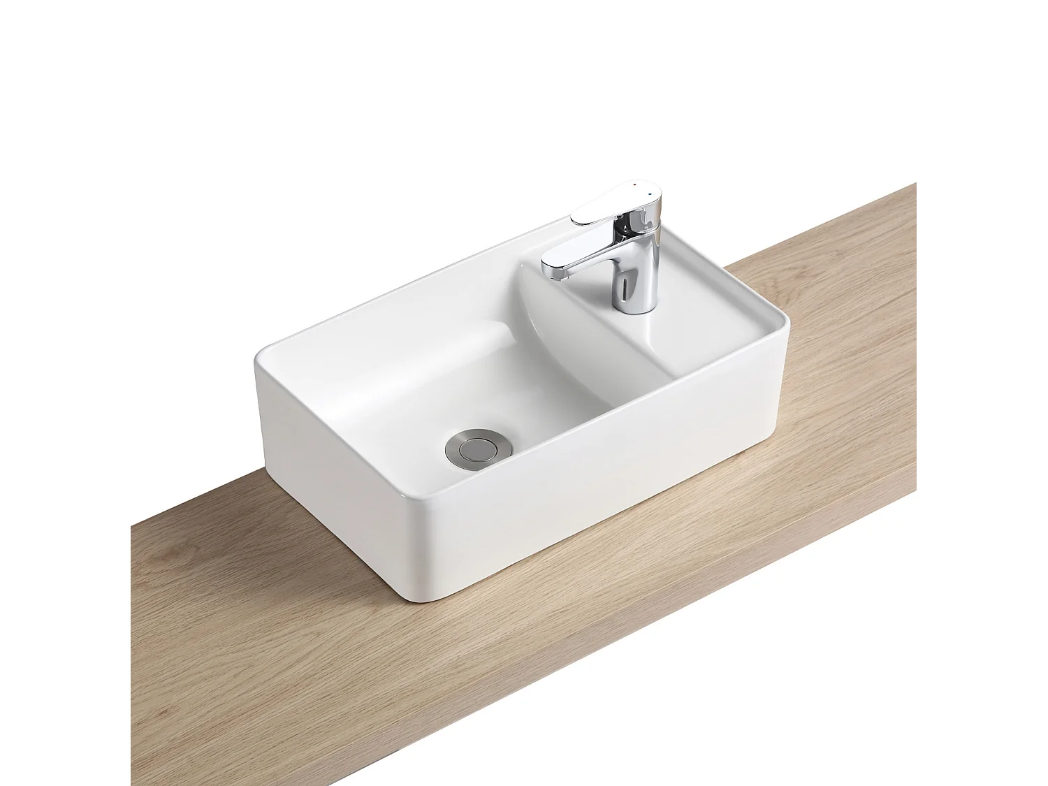 IDRO rechteckiges Aufsatzwaschbecken aus weißer Keramik 43x26,5cm