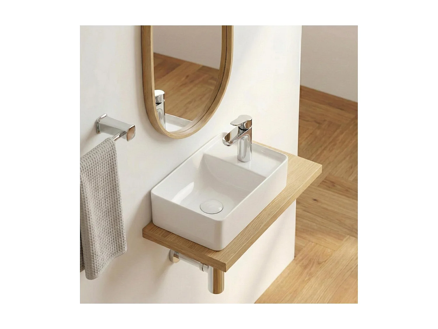 IDRO rechteckiges Aufsatzwaschbecken aus weißer Keramik 43x26,5cm