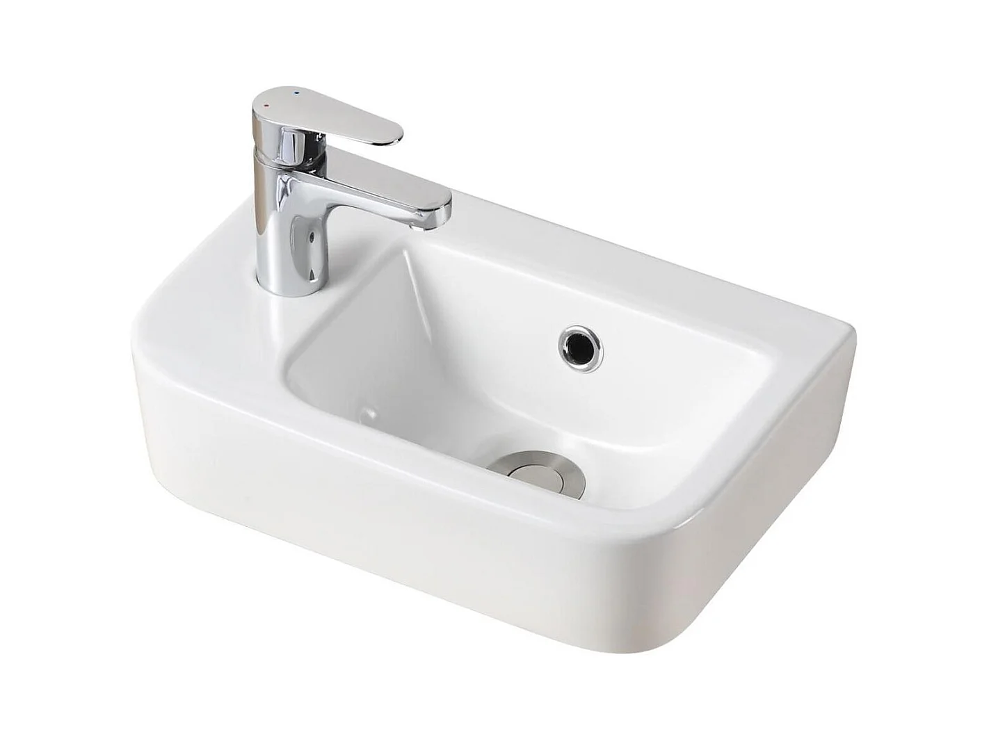 Lavabo de encimera o suspendido de cerámica blanca MOKI 43x26,5cm