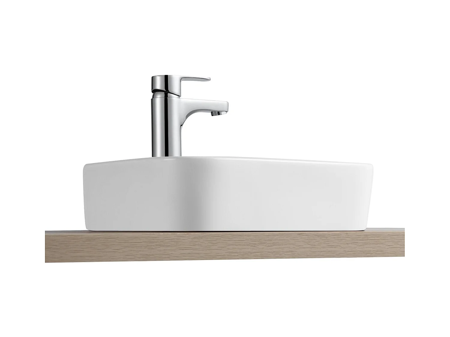 MOKI 43x26,5cm weißes Keramik-Aufsatz- oder Wandwaschbecken