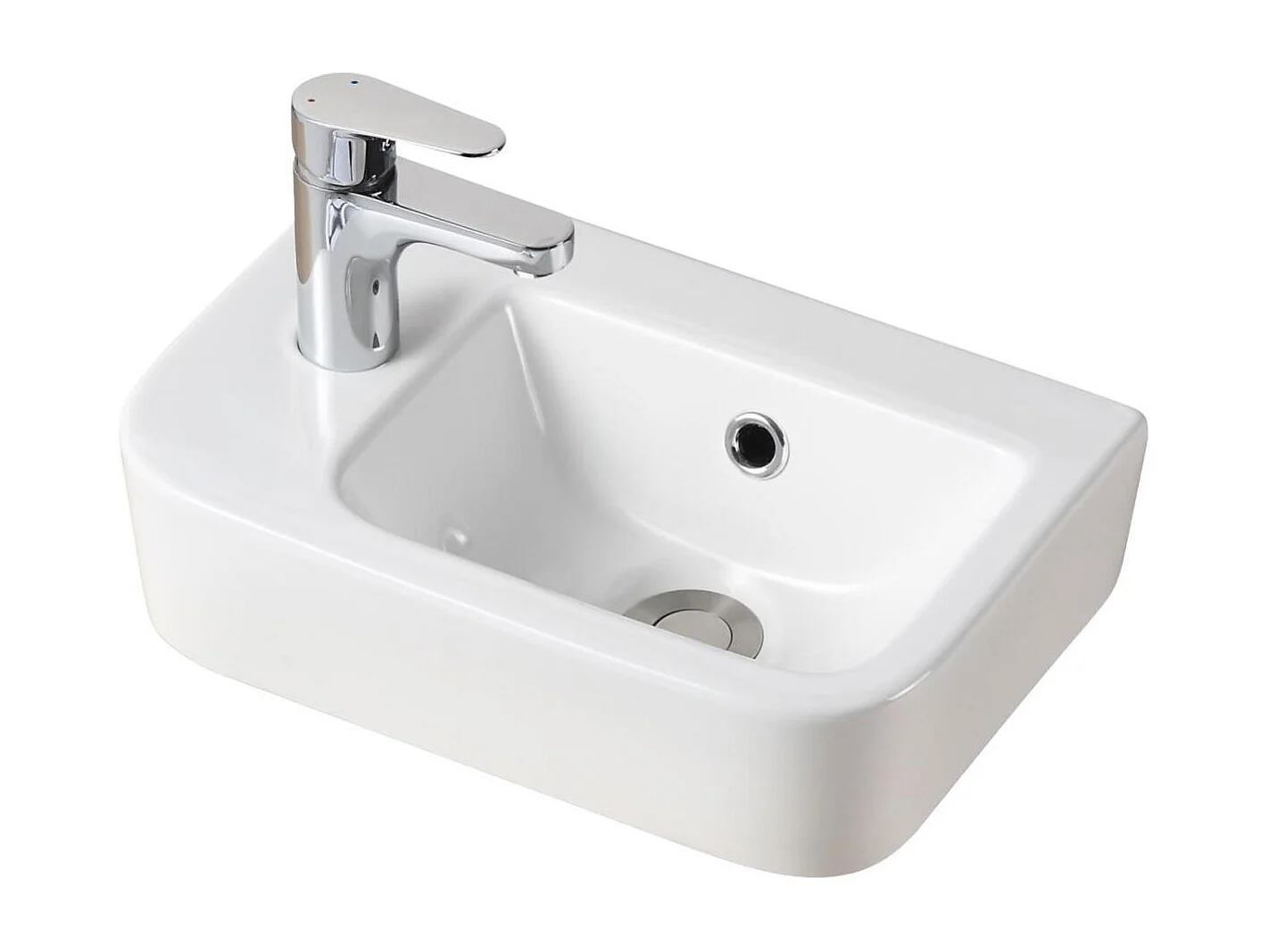 MOKI 43x26,5cm weißes Keramik-Aufsatz- oder Wandwaschbecken