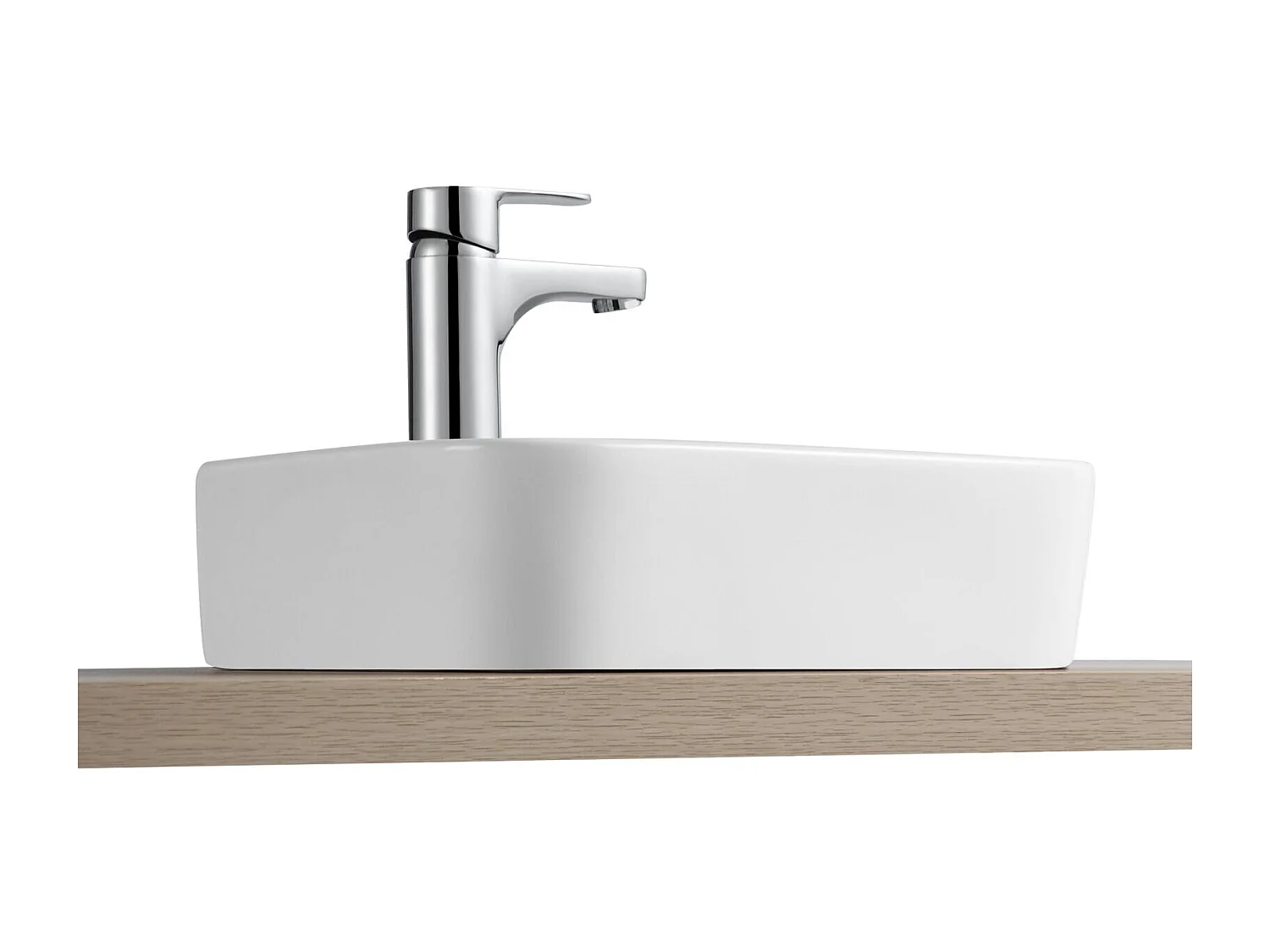 MOKI 43x26,5cm weißes Keramik-Aufsatz- oder Wandwaschbecken