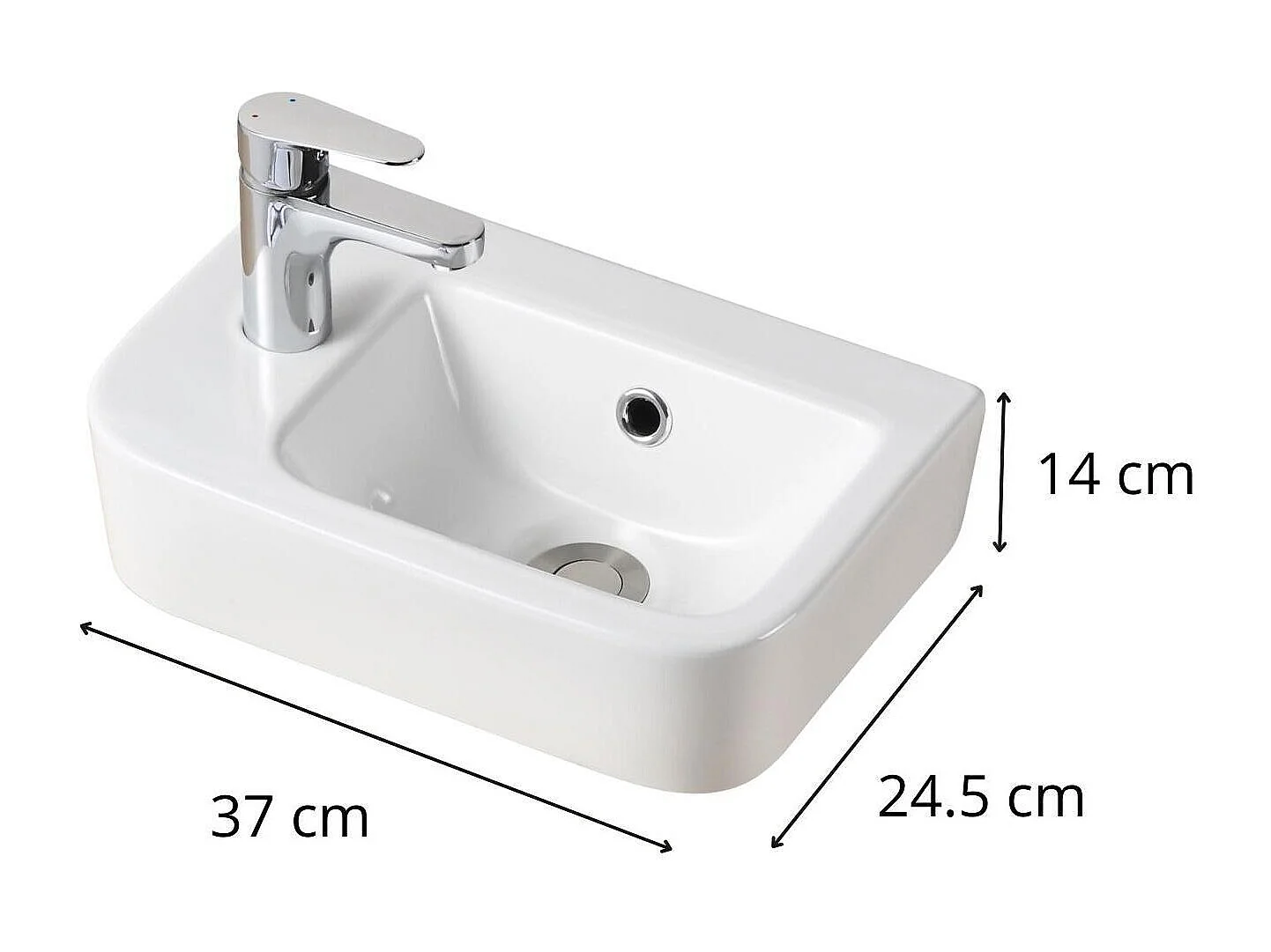 MOKI 43x26,5cm weißes Keramik-Aufsatz- oder Wandwaschbecken