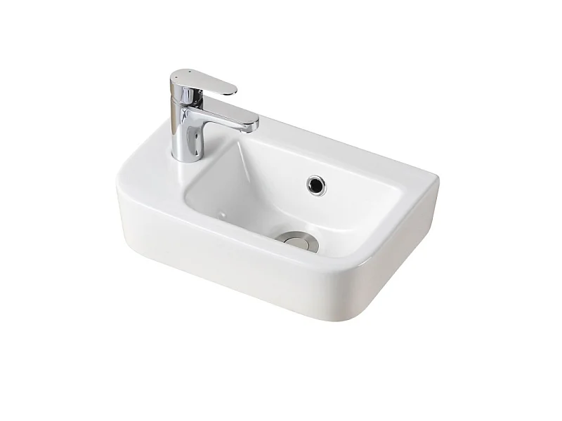 Umywalka ceramiczna MOKI 43x26,5cm biała, nablatowa lub wisząca