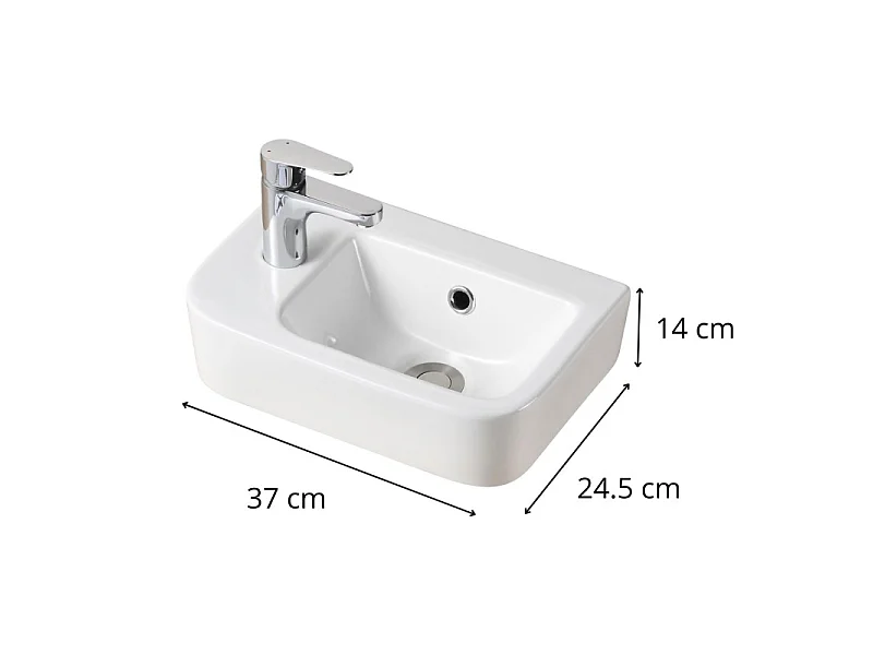 Umywalka ceramiczna MOKI 43x26,5cm biała, nablatowa lub wisząca
