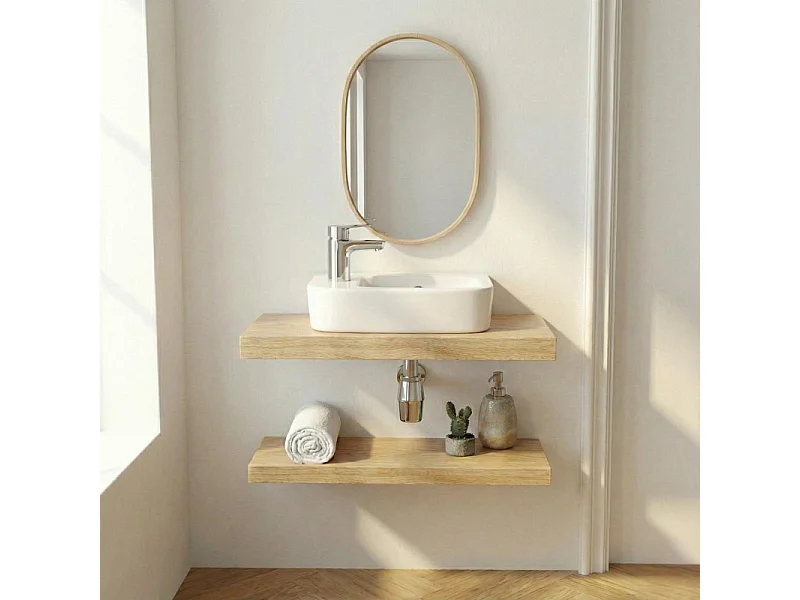 Umywalka ceramiczna MOKI 43x26,5cm biała, nablatowa lub wisząca