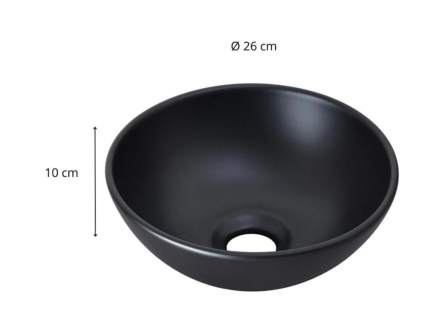 SOHO 26cm zwarte keramische ronde opzetwastafel