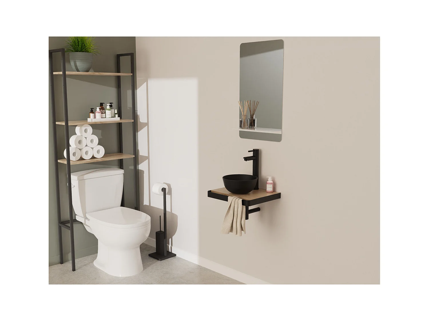 SOHO 26cm zwarte keramische ronde opzetwastafel