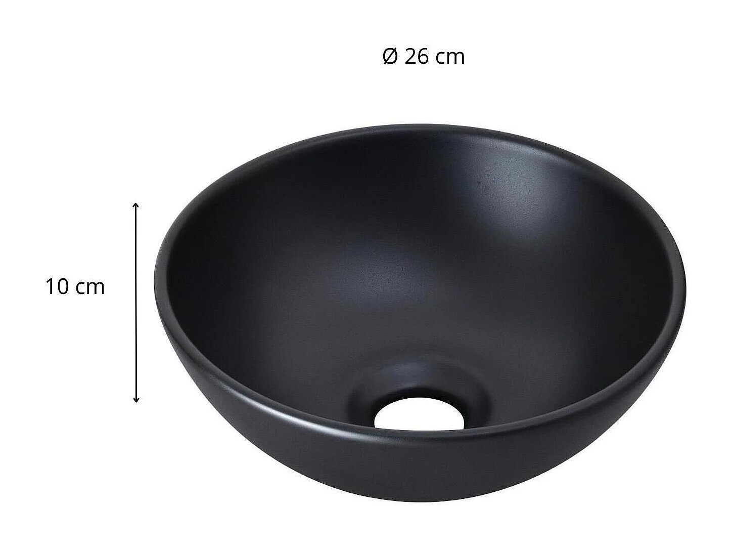 Vasque lave-mains à poser ronde en céramique noir 26cm