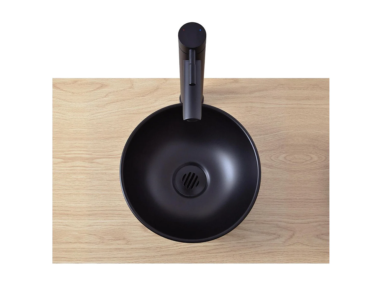 Vasque lave-mains à poser ronde en céramique noir 26cm