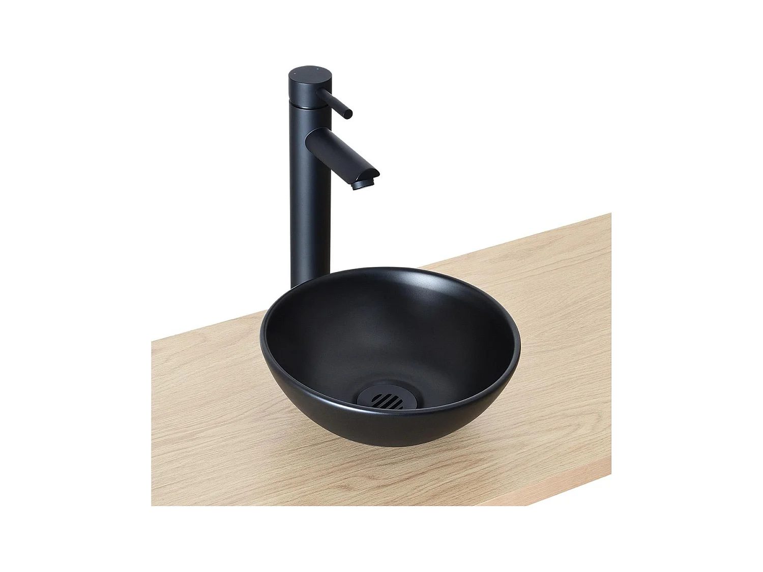 Vasque lave-mains à poser ronde en céramique noir 26cm