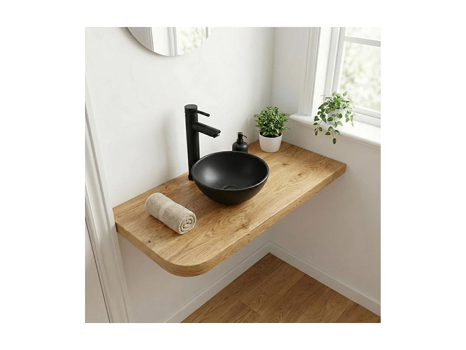 SOHO 26 cm rundes Aufsatzwaschbecken aus schwarzer Keramik