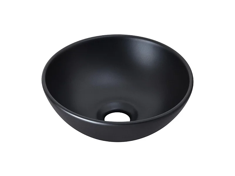 Lavabo sobre encimera redondo de cerámica negra SOHO de 26 cm