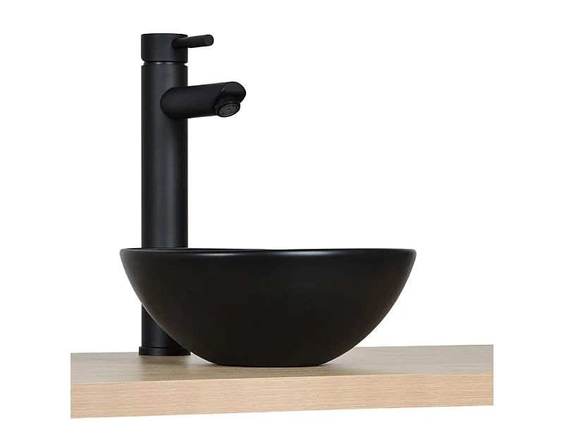 Lavabo sobre encimera redondo de cerámica negra SOHO de 26 cm