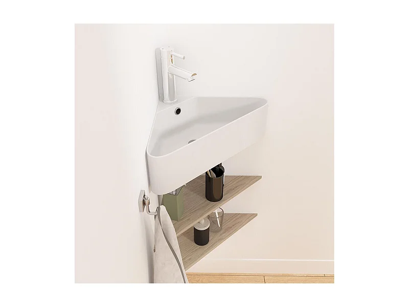 Lavabo angolare sospeso in ceramica bianca MARGAUX da 42,5 cm