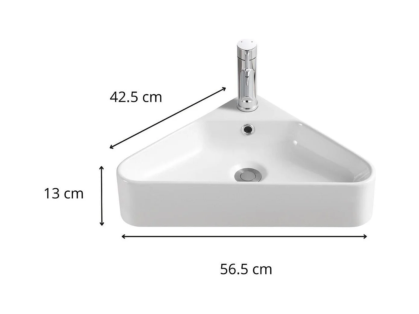 Lavabo de esquina suspendido de cerámica blanca MARGAUX de 42,5 cm