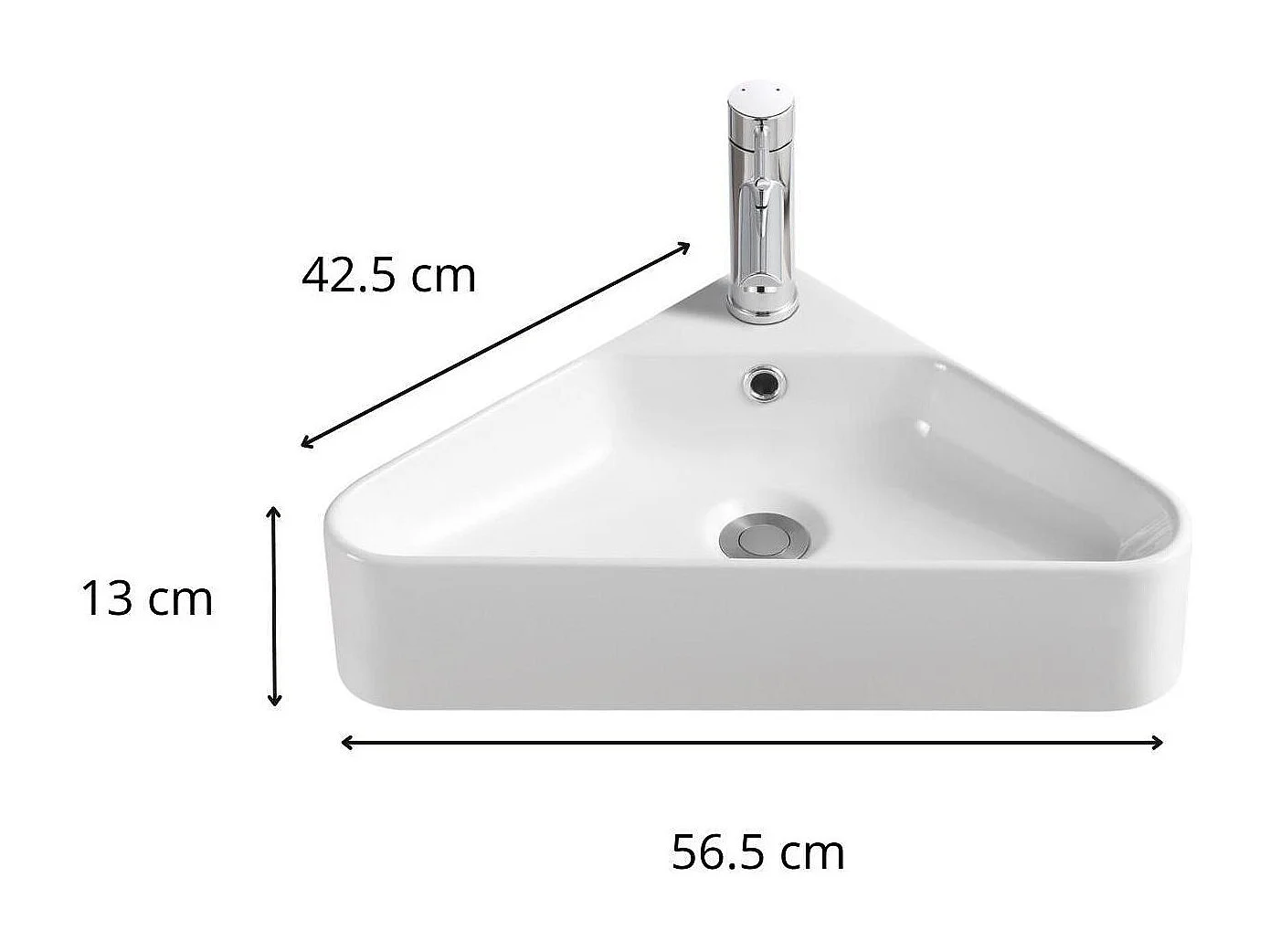Vasque à suspendre d'angle en céramique blanche 42,5cm