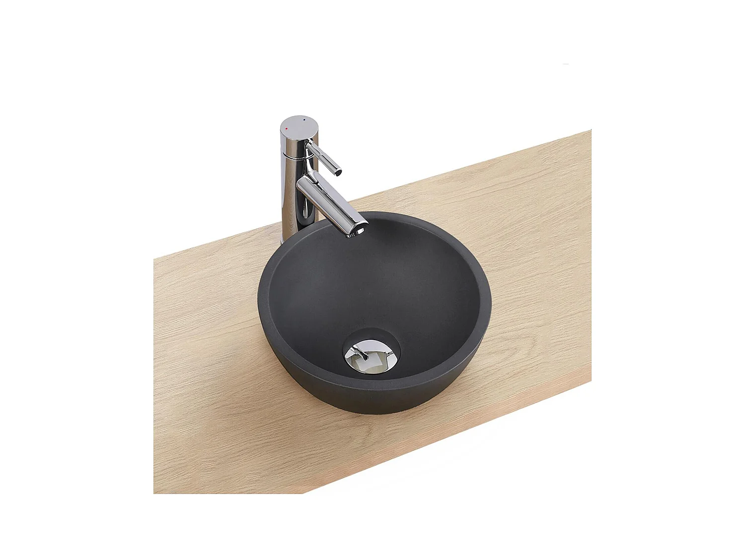 Vasque lave-mains à poser ronde en béton gris 26cm