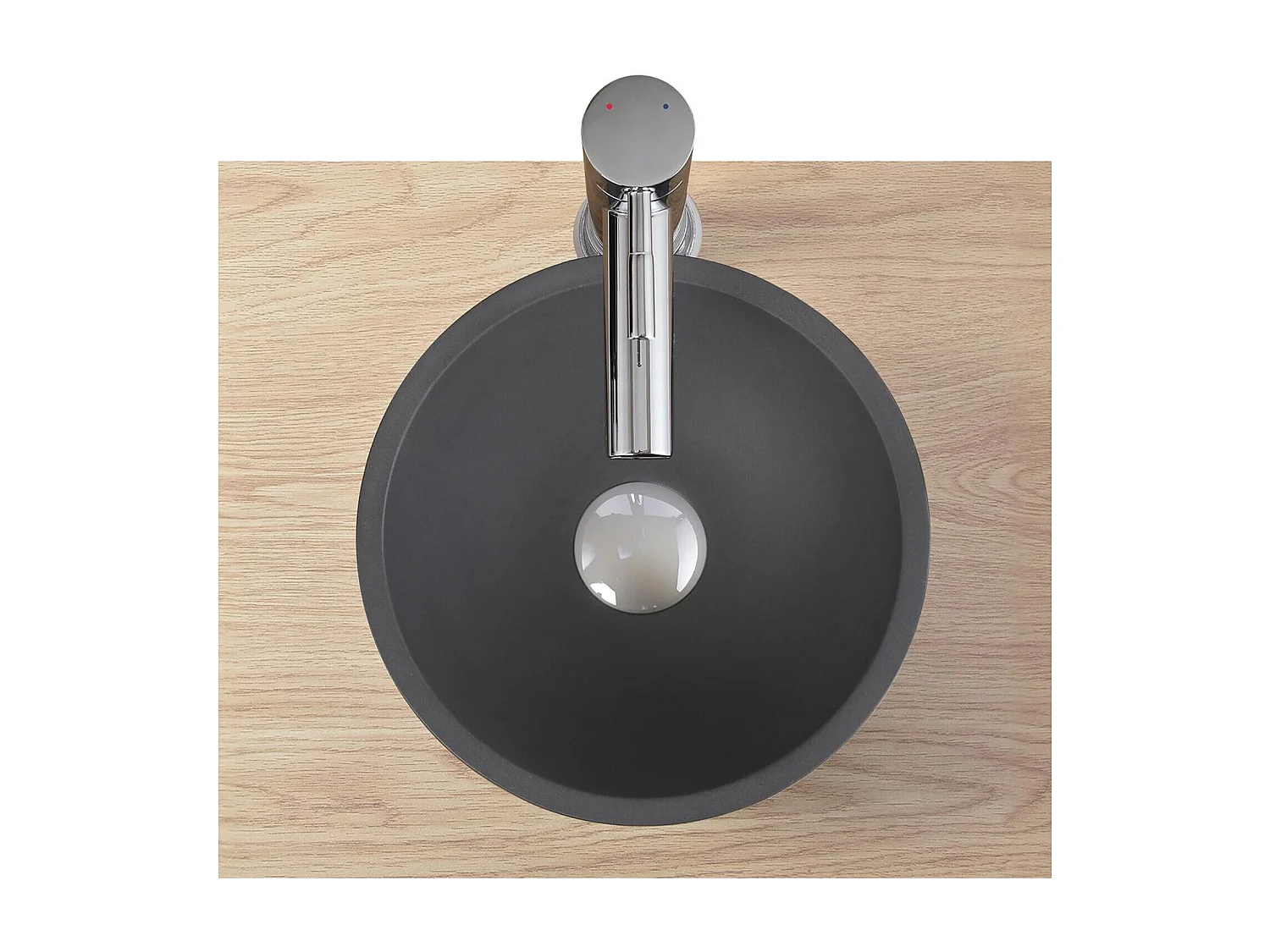 SOHO 26 cm rundes Aufsatzwaschbecken aus grauem Beton