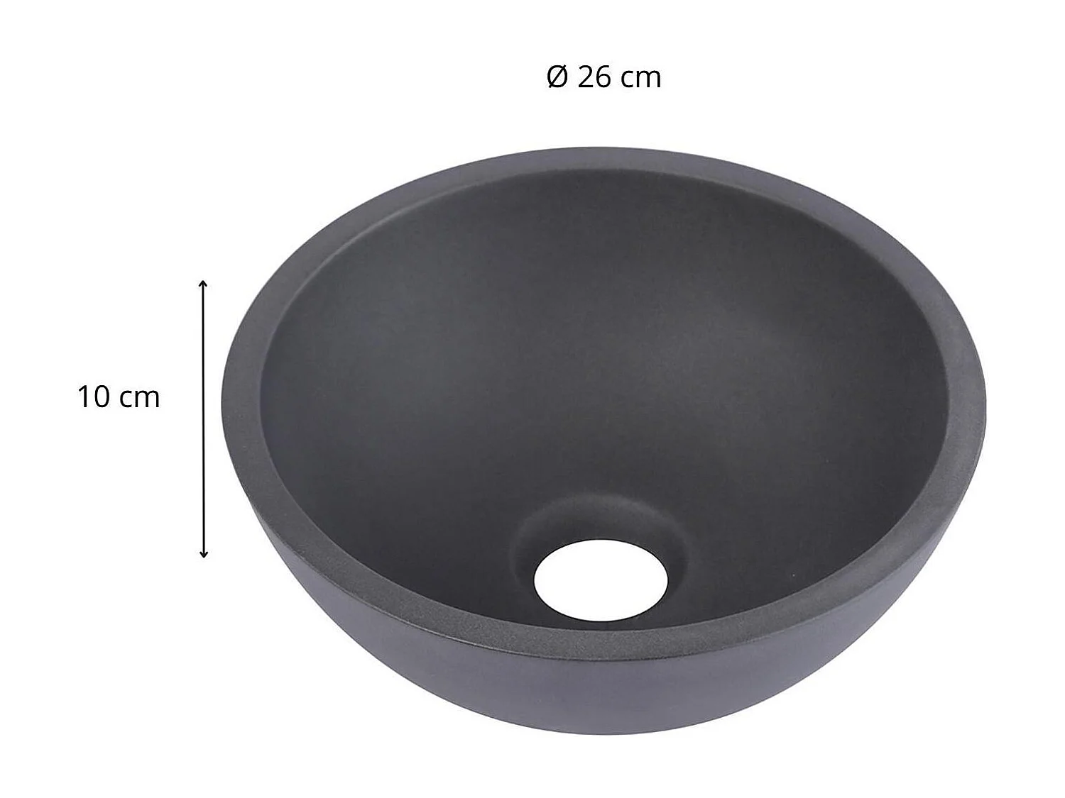 Vasque lave-mains à poser ronde en béton gris 26cm