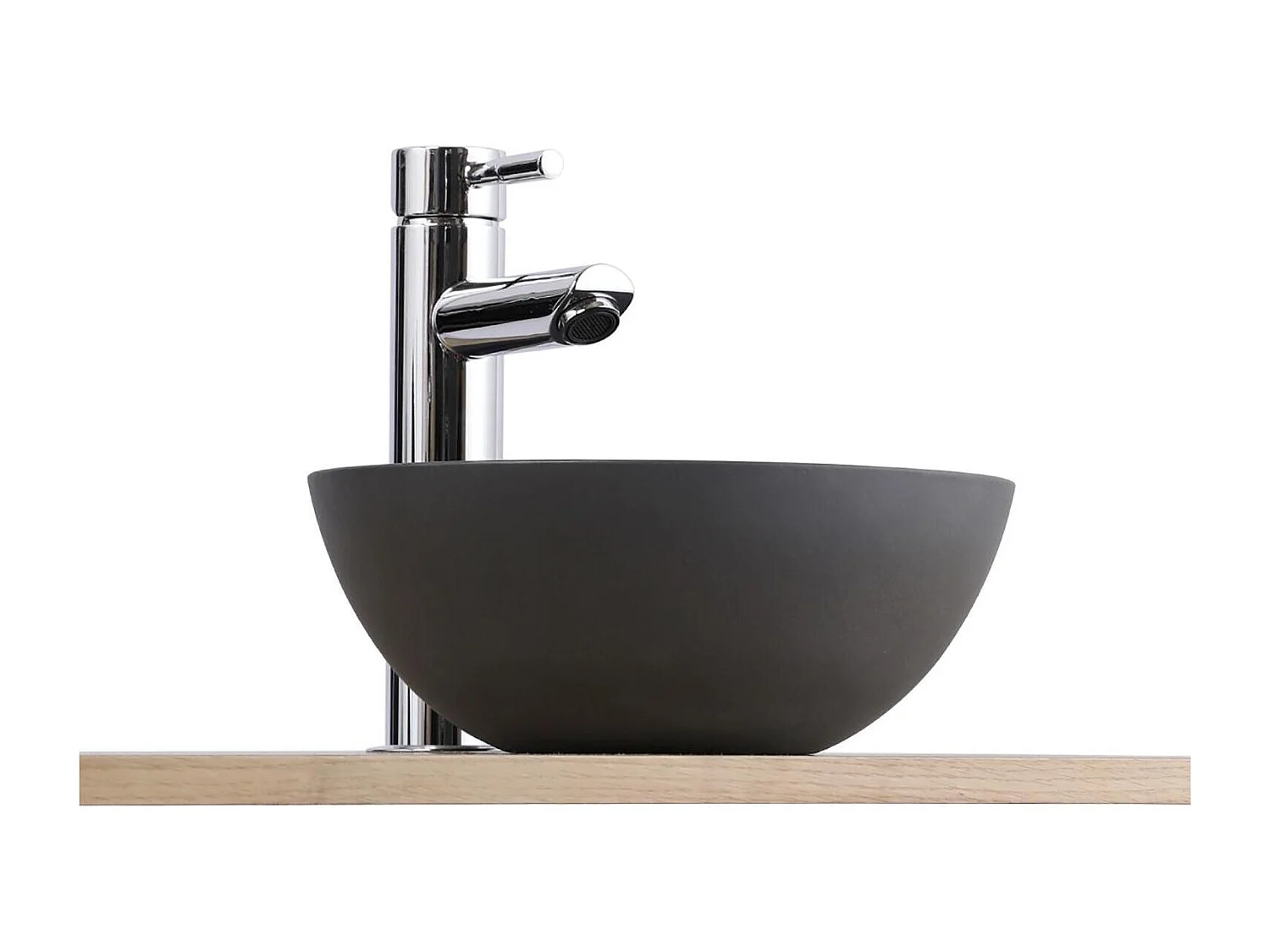 Vasque lave-mains à poser ronde en béton gris 26cm