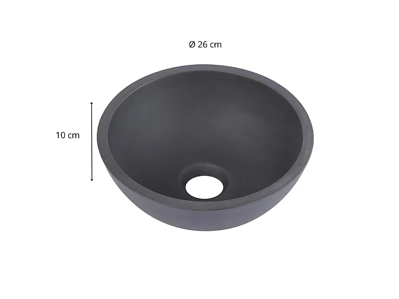 Lavabo da appoggio rotondo SOHO da 26 cm in cemento grigio