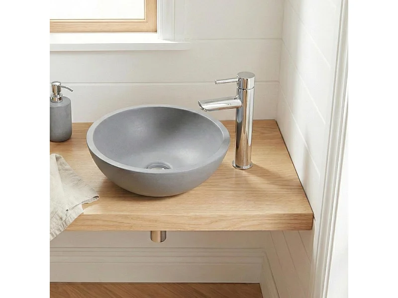 Lavabo da appoggio rotondo SOHO da 26 cm in cemento grigio