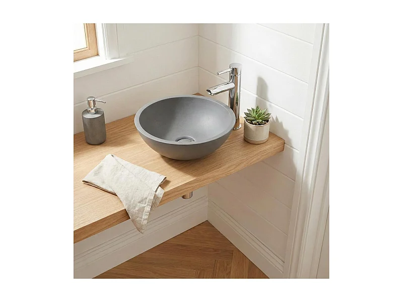 SOHO 26cm ronde opzetwastafel in grijs beton